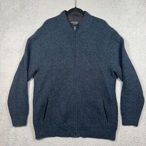 Pendleton Mens XL Washable Shetland Wool Full Zip Cardigan Sweater Blue Pockets